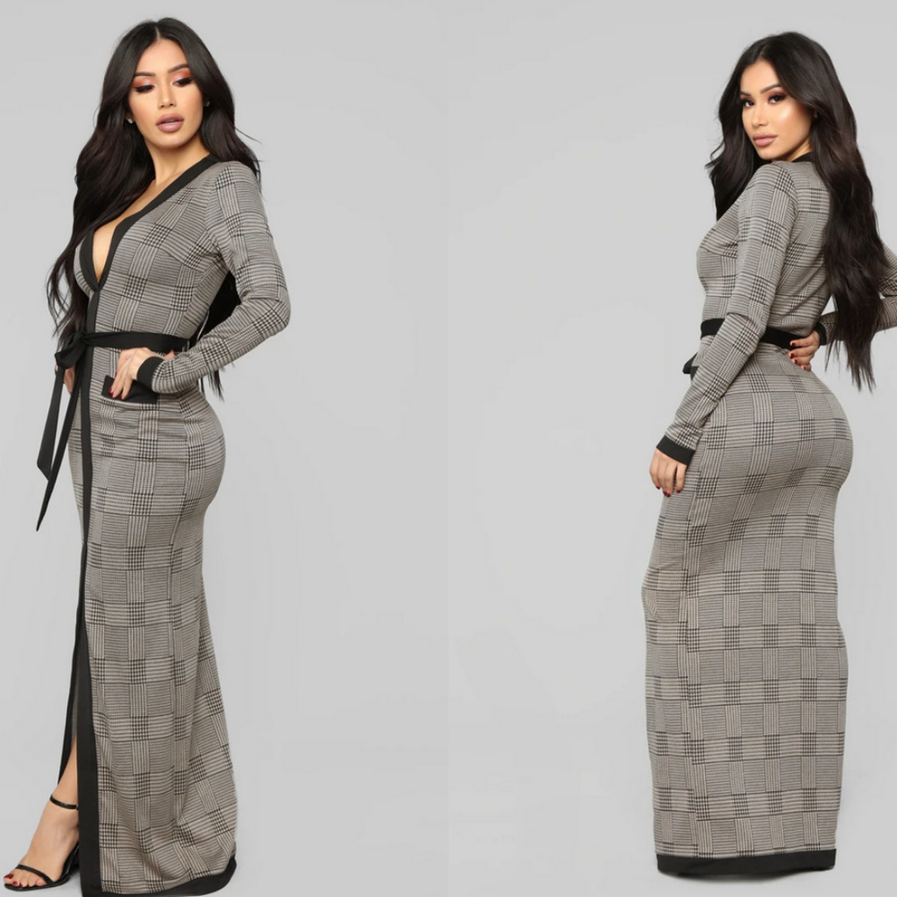 Maxi Dress - Taupe/Black - Small